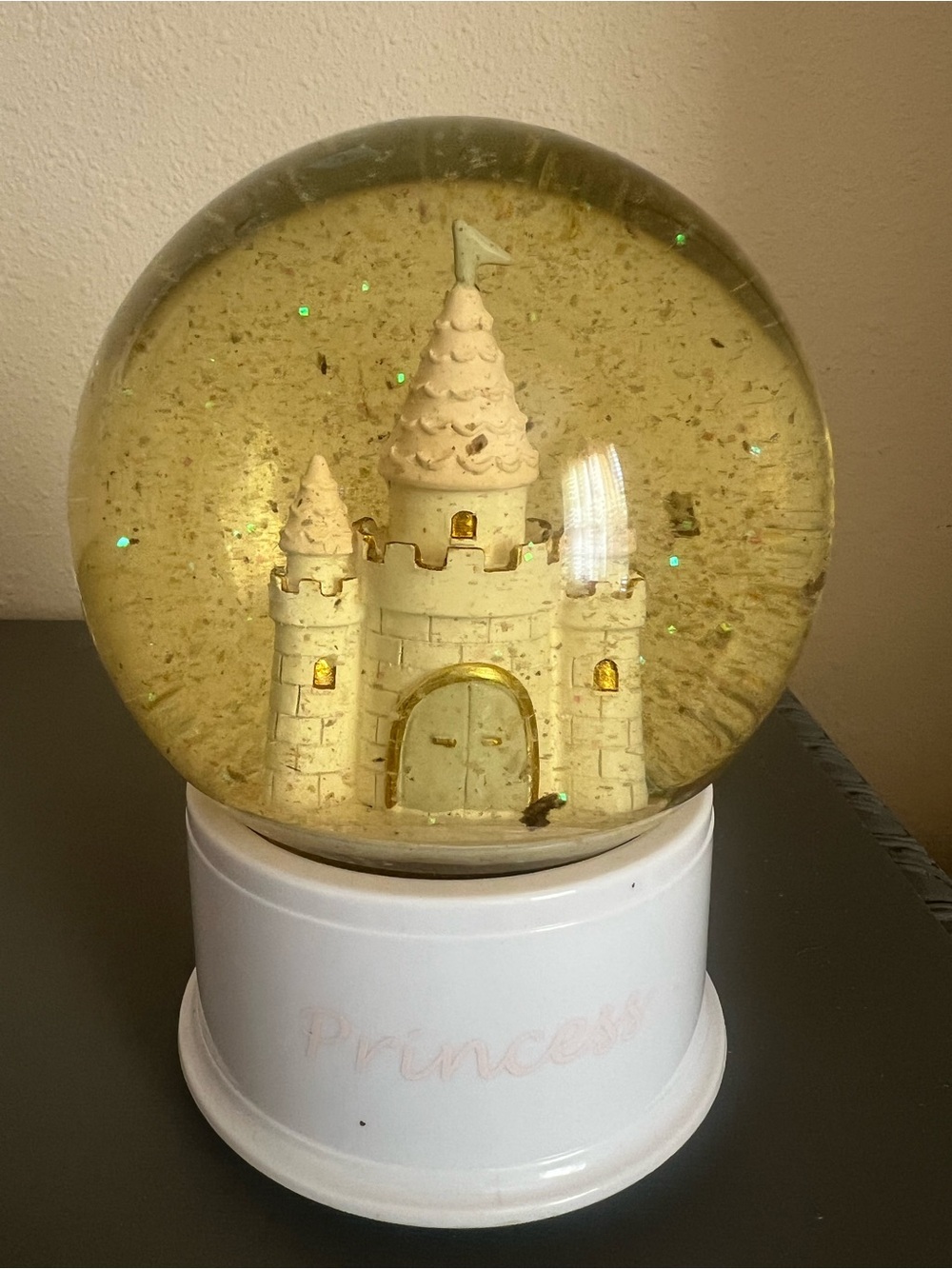 Princess Castle Snow Globe in Cream and Gold
